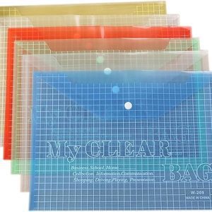 ECVV® 12 Pcs Plastic Folders for File - Transparent My Clear Bag,Office Supplies File Folders for School and Office | Assorted Colors