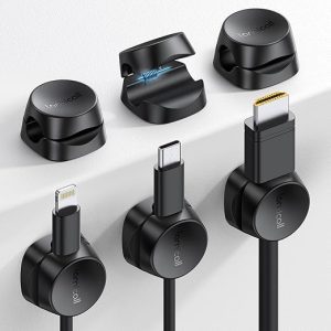 Lamicall Cord Organizer [1s Lock] Spring Cable Holder Clips - 6Pack Desk Cable Management Clips, Phone Charger Cord [Smooth Adjustable], Adhesive Wire Organizer Keeper for Nightstand Wall Car Office